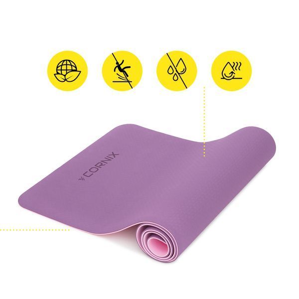 Килимок спортивний Cornix TPE 183 x 61 x 0.6 см для йоги та фітнесу XR-0007 Plum/Rose 50003798 фото