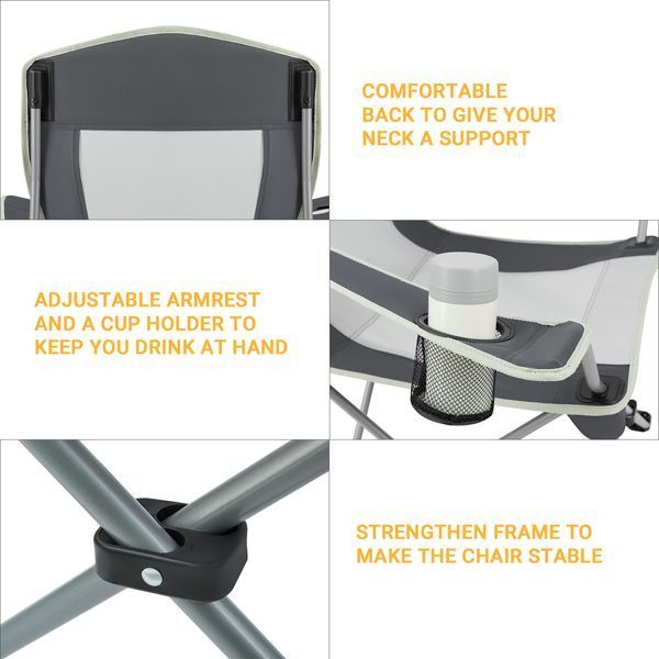Стілець KingCamp Arms Chairin Steel(KC3818) BLACK MEDIUMGREY 15926 фото