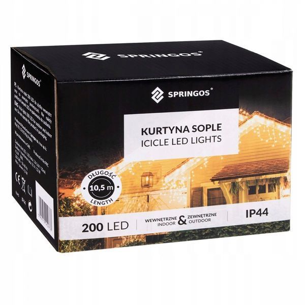 Гірлянда бахрома вулична (зовнішня) Springos 8 м 200 LED CL0202 Blue 50003134 фото