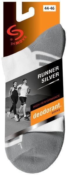 Шкарпетки InMove RUNNER DEODORANT SILVER black/grey (35-37) 15228 фото