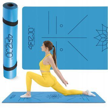 Килимок (мат) спортивний 4FIZJO PU 183 x 61 x 0.4 см для йоги та фітнесу Blue (P-5907739319555) 50004806 фото