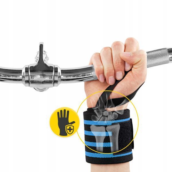 Бинти для зап'ясть (кистьові бинти) 4FIZJO Wrist Wraps Black/Blue (P-5907739317445) 50004425 фото