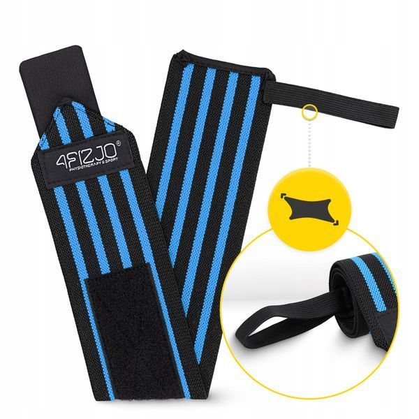 Бинти для зап'ясть (кистьові бинти) 4FIZJO Wrist Wraps Black/Blue (P-5907739317445) 50004425 фото