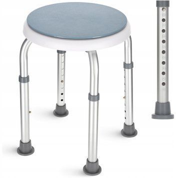 Стілець-табурет поворотний 4FIZJO для ванної та душу, регульований White/Grey (P-5905973403412) 50005462 фото