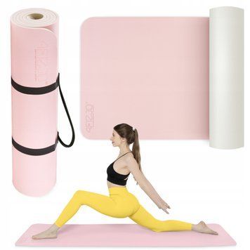 Спортивный коврик (коврик) 4FIZJO TPE 180 x 60 x 0,6 см для йоги и фитнеса Розовый/Серый (P-5907739317063) 50004375 фото
