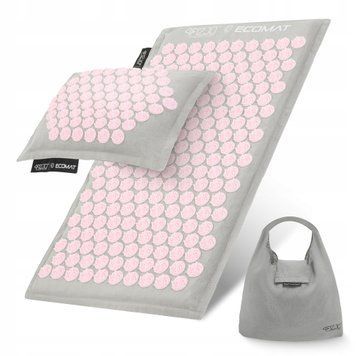 Килимок акупунктурний з подушкою 4FIZJO Eco Mat Аплікатор Кузнєцова Grey/Pink (P-5907739312174) 50003065 фото