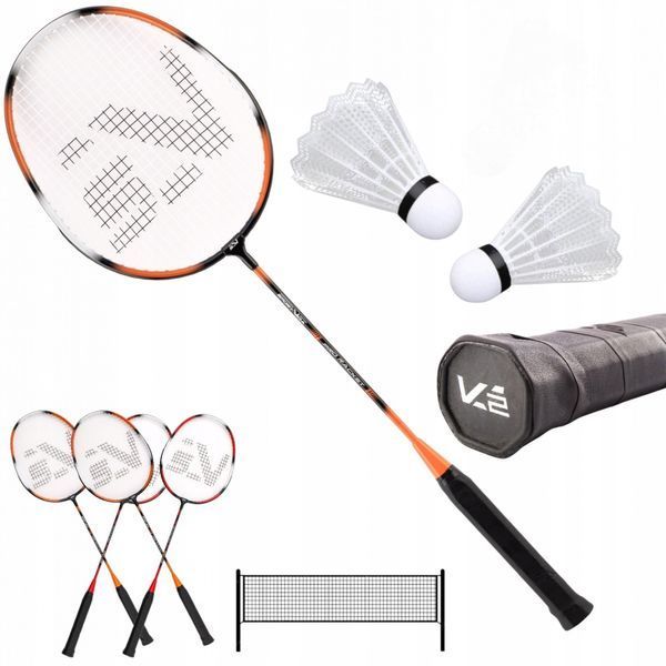 Набор для бадминтона SportVida Pro 4 шт. ракетки + 2 шт. воланы + сетка SV-SE0003 50005618 фото