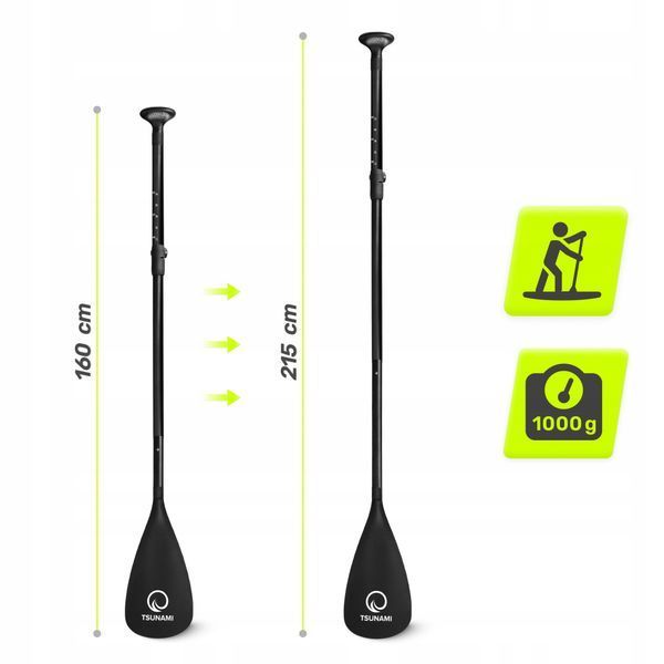 Весло для SUP дошки TSUNAMI 160-215 см регульоване, складне Black (P-5907739316462) 50005569 фото