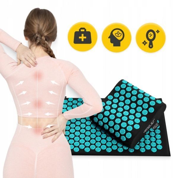 Килимок акупунктурний з подушкою 4FIZJO Ergo Mat Аплікатор Кузнєцова Black/Blue (P-5907739313911) 50004380 фото