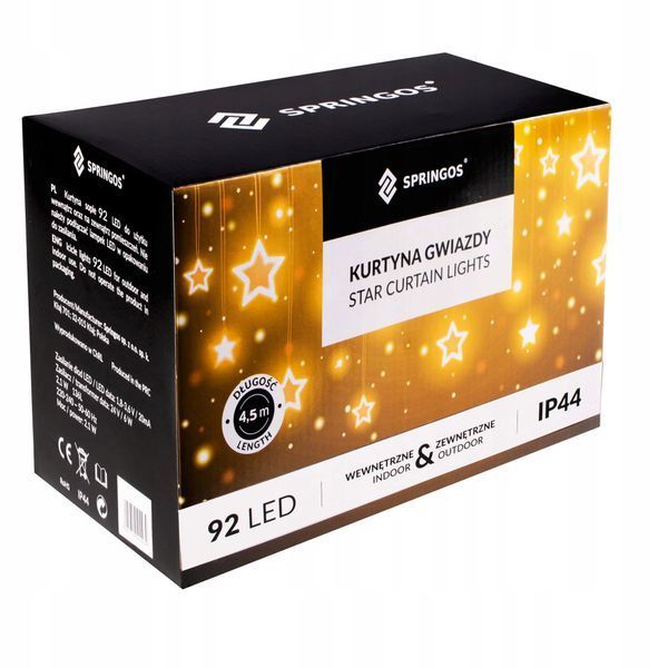 Гирлянда с бахромой уличная (уличная) Springos 2 м 92 LED CL4010 Теплый белый 50002505 фото