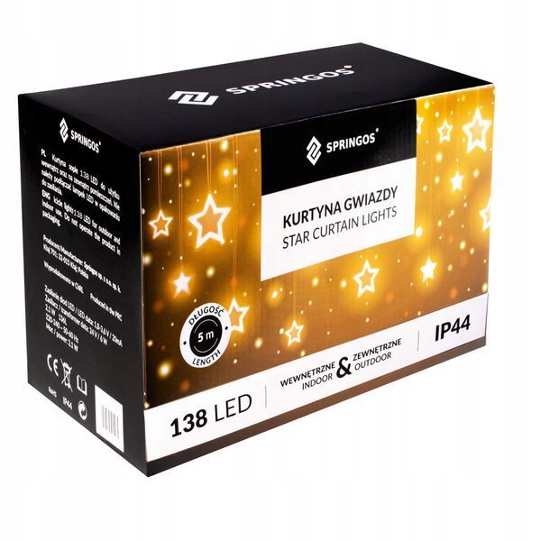 Гирлянда уличная с бахромой (для улицы) Springos 2 м 138 LED CL4012 Теплый белый 50002507 фото