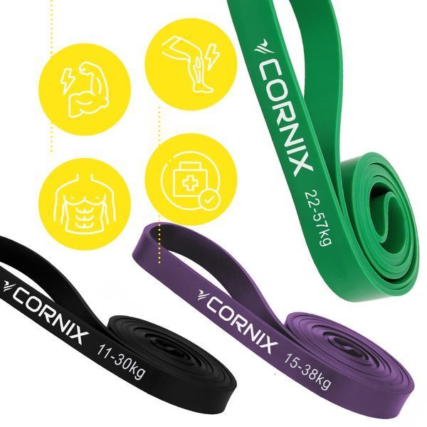 Расширитель петли Cornix Power Band 11-57 кг (резина для фитнеса и спорта) набор из 3 шт XR-0089 50004074 фото