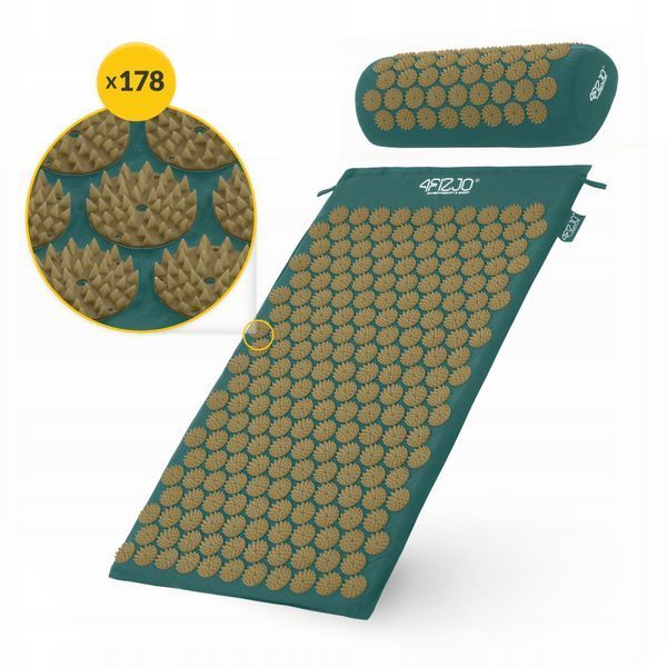 Килимок акупунктурний з валиком 4FIZJO Classic Mat Аплікатор Кузнєцова Navy Green/Gold (P-5907739313300) 50003475 фото