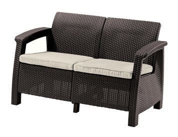 Диван пластиковий садовий Keter Corfu II Love seat, коричневий 2211305274 фото