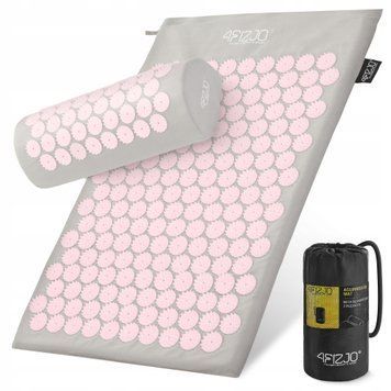 Акупунктурный коврик с валиком 4FIZJO Classic Mat Аппликатор Кузнецова Серый/Розовый (P-5907739313287) 50003476 фото