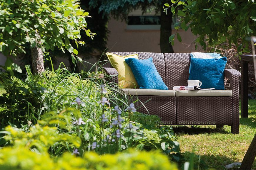 Диван пластиковый садовый Keter Corfu II Love seat, коричневый 2211305274 фото
