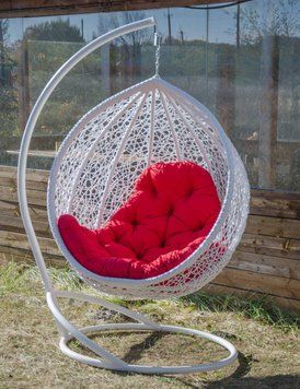 Підвісне крісло-кокон Vesta сірий білий ротанг UK-000032 фото