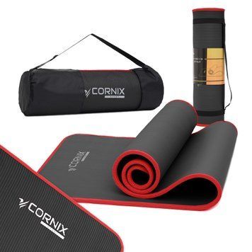 Килимок спортивний Cornix NBR 183 x 61 x 1 cм для йоги та фітнесу XR-0094 Black/Red 50004449 фото