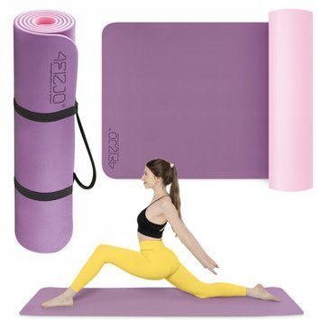 Спортивный коврик (коврик) 4FIZJO TPE 180 x 60 x 0,6 см для йоги и фитнеса фиолетовый/розовый (P-5907739316950) 50004388 фото