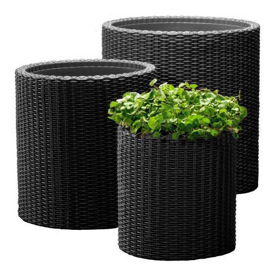 Горщик для квітів Keter Cylinder Planter Medium, 18 л, сірий 894914610 фото