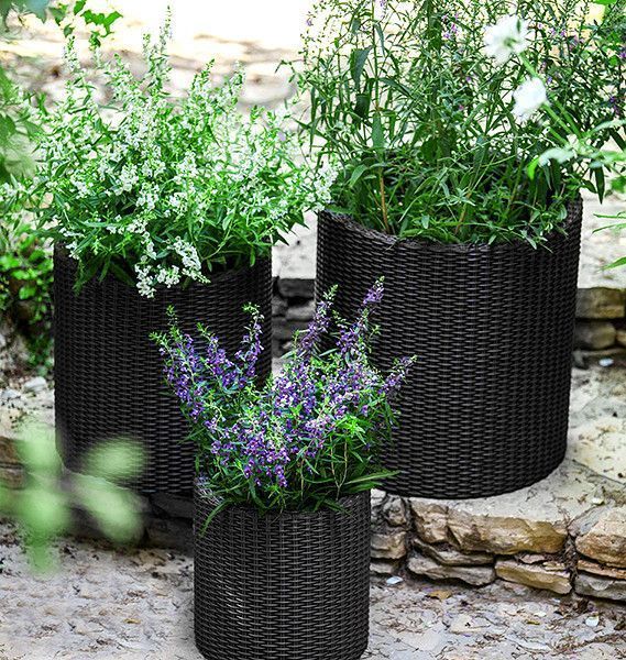 Горщик для квітів Keter Cylinder Planter Medium, 18 л, сірий 894914610 фото