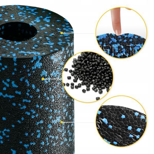 Масажний ролик 4FIZJO EPP PRO+ 33 x 14 см (валик, роллер) гладкий Black/Blue (P-5907222931417) 50001522 фото