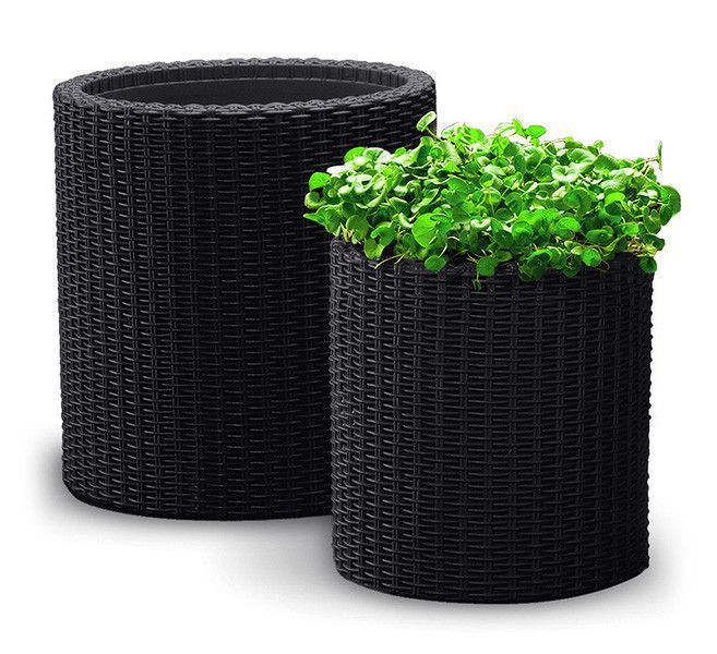 Горщик для квітів Keter Cylinder Planter Medium, 18 л, сірий 894914610 фото