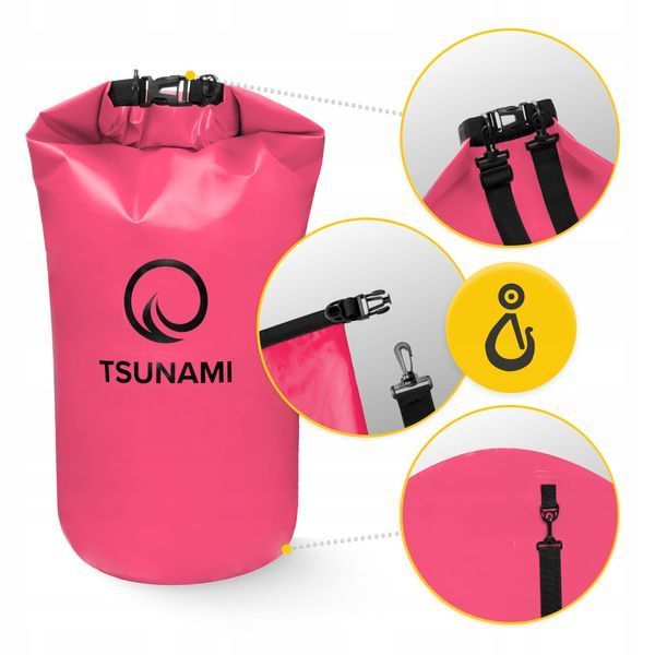 Гермомішок TSUNAMI Dry Pack 30 л водозахисний Pink (P-5907739314093) 50004408 фото