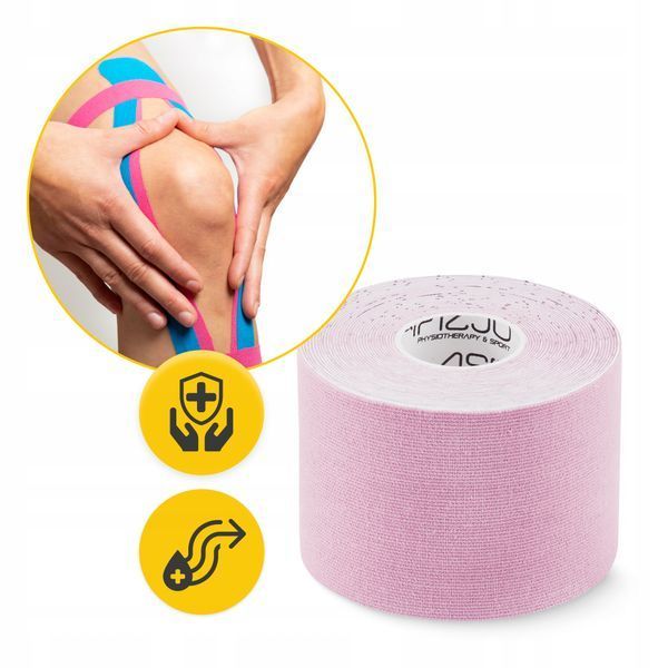 Стрічка кінезіологічна (кінезіо тейп) 4FIZJO 5 см x 5 м Light Pink (P-5907739316028) 50004961 фото