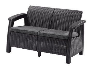 Диван пластиковий садовий Keter Corfu II Love seat, графіт 2295374794 фото