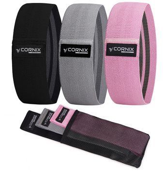 Резинки для фітнесу та спорту із тканини Cornix Hip Band набір 3 шт XR-0050 50003841 фото