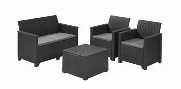Комплект садових меблів Keter Emma 2 seater set, стіл-скриня, сірий 1425742888 фото