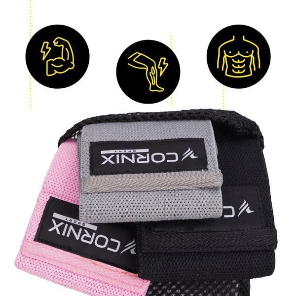 Резинки для фитнеса и спорта из ткани Cornix Hip Band набор 3 шт XR-0050 50003841 фото