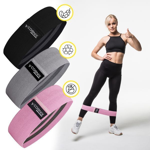 Резинки для фитнеса и спорта из ткани Cornix Hip Band набор 3 шт XR-0050 50003841 фото