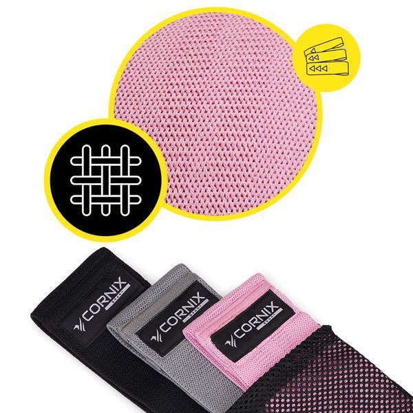 Резинки для фитнеса и спорта из ткани Cornix Hip Band набор 3 шт XR-0050 50003841 фото