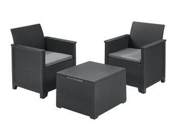 Комплект садових меблів Keter Emma balcony set, стіл-скриня, сірий 1425821475 фото