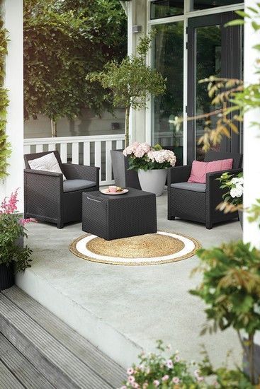 Комплект садових меблів Keter Emma balcony set, стіл-скриня, сірий 1425821475 фото