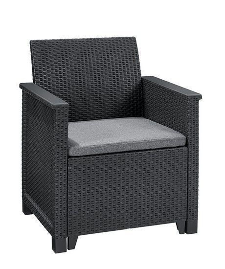 Комплект садових меблів Keter Emma balcony set, стіл-скриня, сірий 1425821475 фото