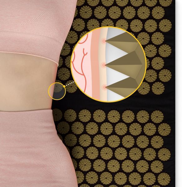 Килимок акупунктурний з валиком 4FIZJO Classic Mat XL Аплікатор Кузнєцова Black/Gold (P-5907739315052) 50003792 фото