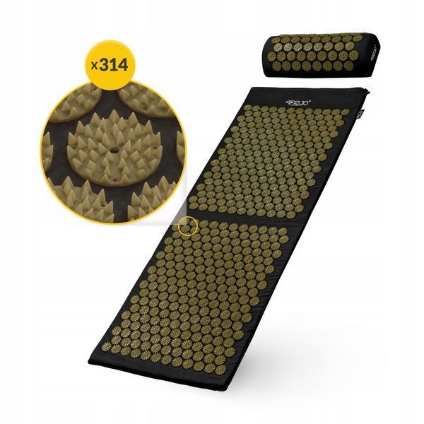 Килимок акупунктурний з валиком 4FIZJO Classic Mat XL Аплікатор Кузнєцова Black/Gold (P-5907739315052) 50003792 фото