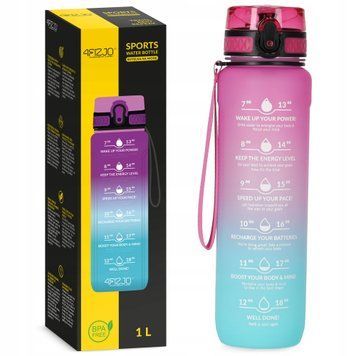 Пляшка для води спортивна 4FIZJO 1000 мл Pink/Sky Blue (P-5905973400770) 50004966 фото