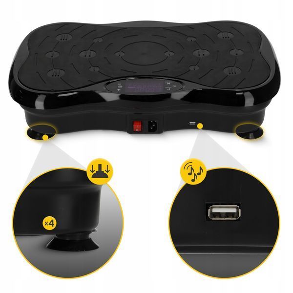 Віброплатформа для тренувань 4FIZJO Ultra+ з пультом та еспандерами Black (P-5905973402873) 50005130 фото