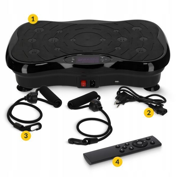 Віброплатформа для тренувань 4FIZJO Ultra+ з пультом та еспандерами Black (P-5905973402873) 50005130 фото