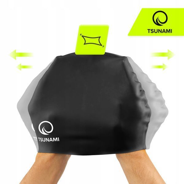Детская шапочка для плавания TSUNAMI Kids черная (P-5905973401791) 50005131 фото
