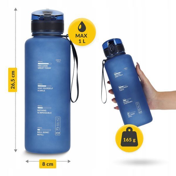 Пляшка для води спортивна 4FIZJO 1000 мл Blue (P-5905973403771) 50005284 фото