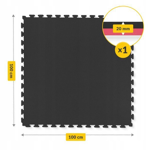 4FIZJO Коврик-пазл EVA 100 x 100 x 2 см Черный/Красный (P-5907739310637) 50002275 фото