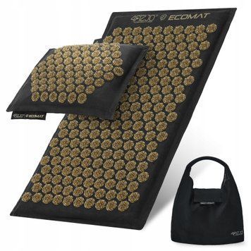 Килимок акупунктурний з подушкою 4FIZJO Eco Mat Аплікатор Кузнєцова Black/Gold (P-5907739311566) 50002356 фото