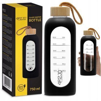Пляшка для води спортивна 4FIZJO 750 мл скляна Black (P-5905973404174) 50005189 фото
