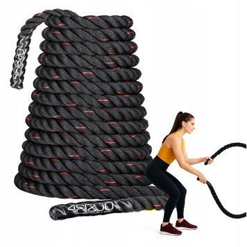 Канат тренувальний 4FIZJO Battle Rope 12 м для кросфіту Black (P-5907739312259) 50003117 фото