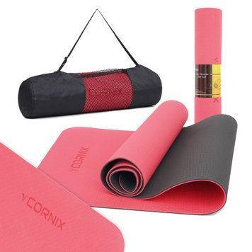 Cornix TPE 183 x 61 x 0,6 см Коврик для йоги и фитнеса XR-0006 Красный/Черный 50003797 фото